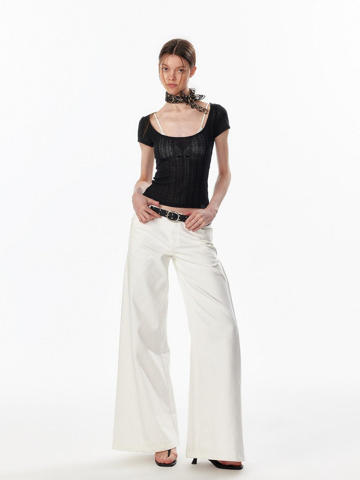 ALINNV Slimming Openwork Wide Round Neck Women&