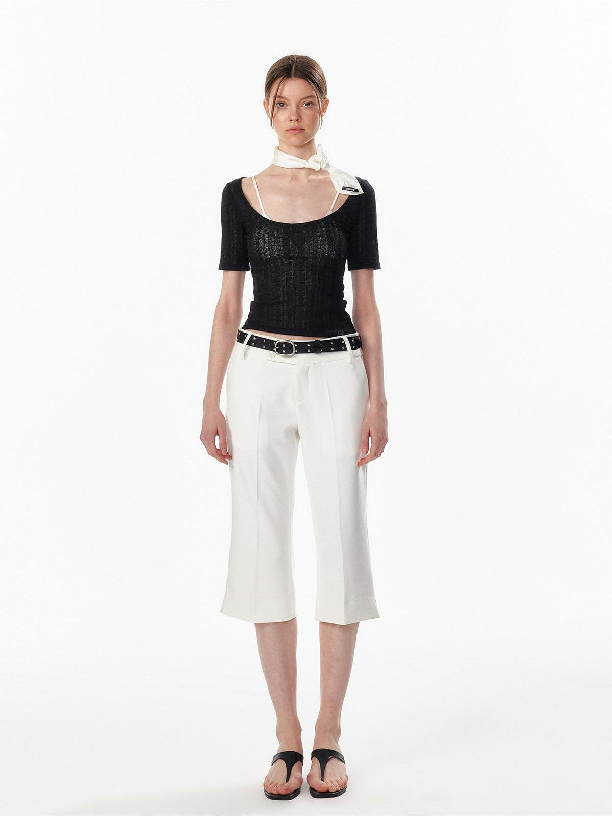 ALINNV Slimming Openwork Wide Round Neck Women&