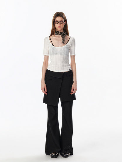 ALINNV Slimming Openwork Wide Round Neck Women&