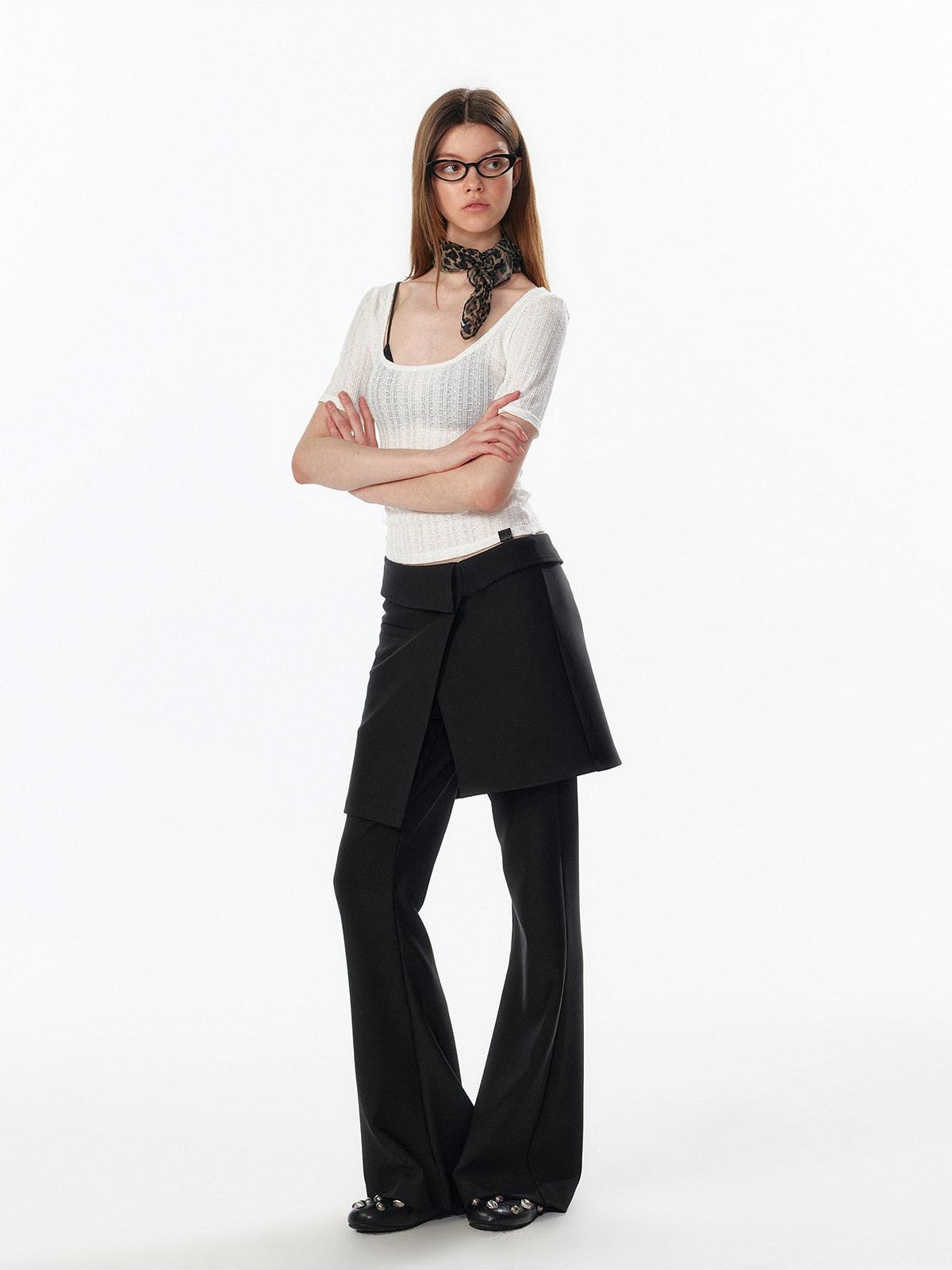 ALINNV Slimming Openwork Wide Round Neck Women&