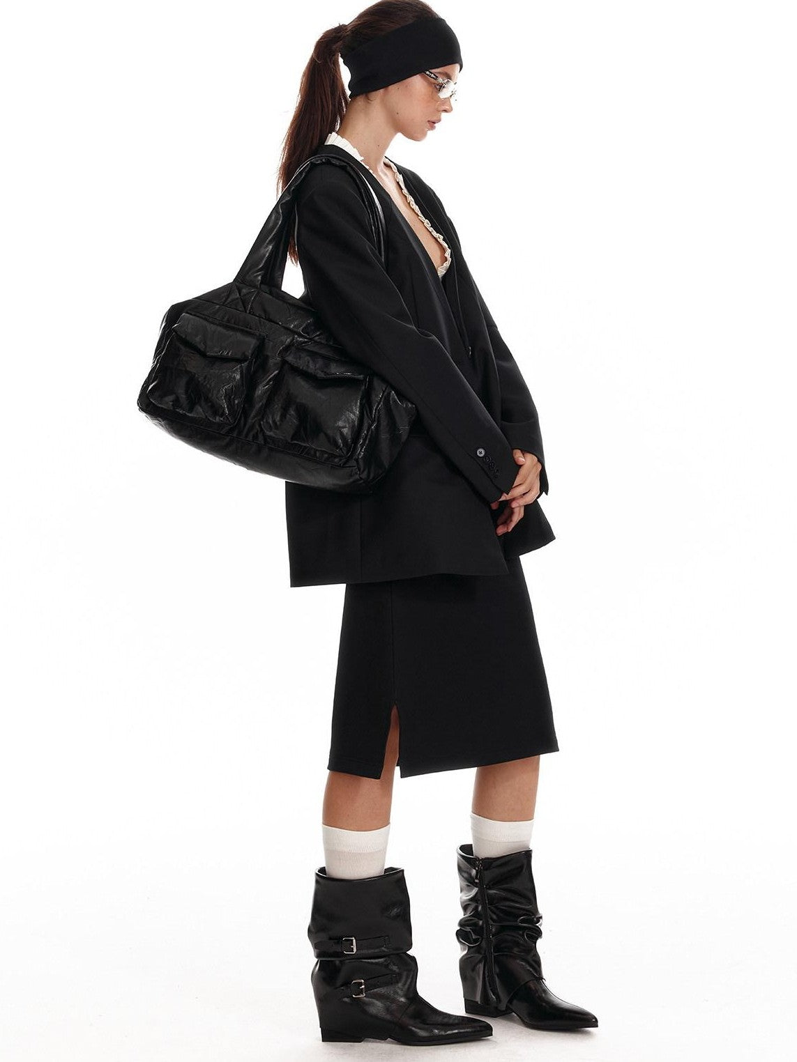 ALINNV Soft Pleated Large Capacity Top Handle Women&