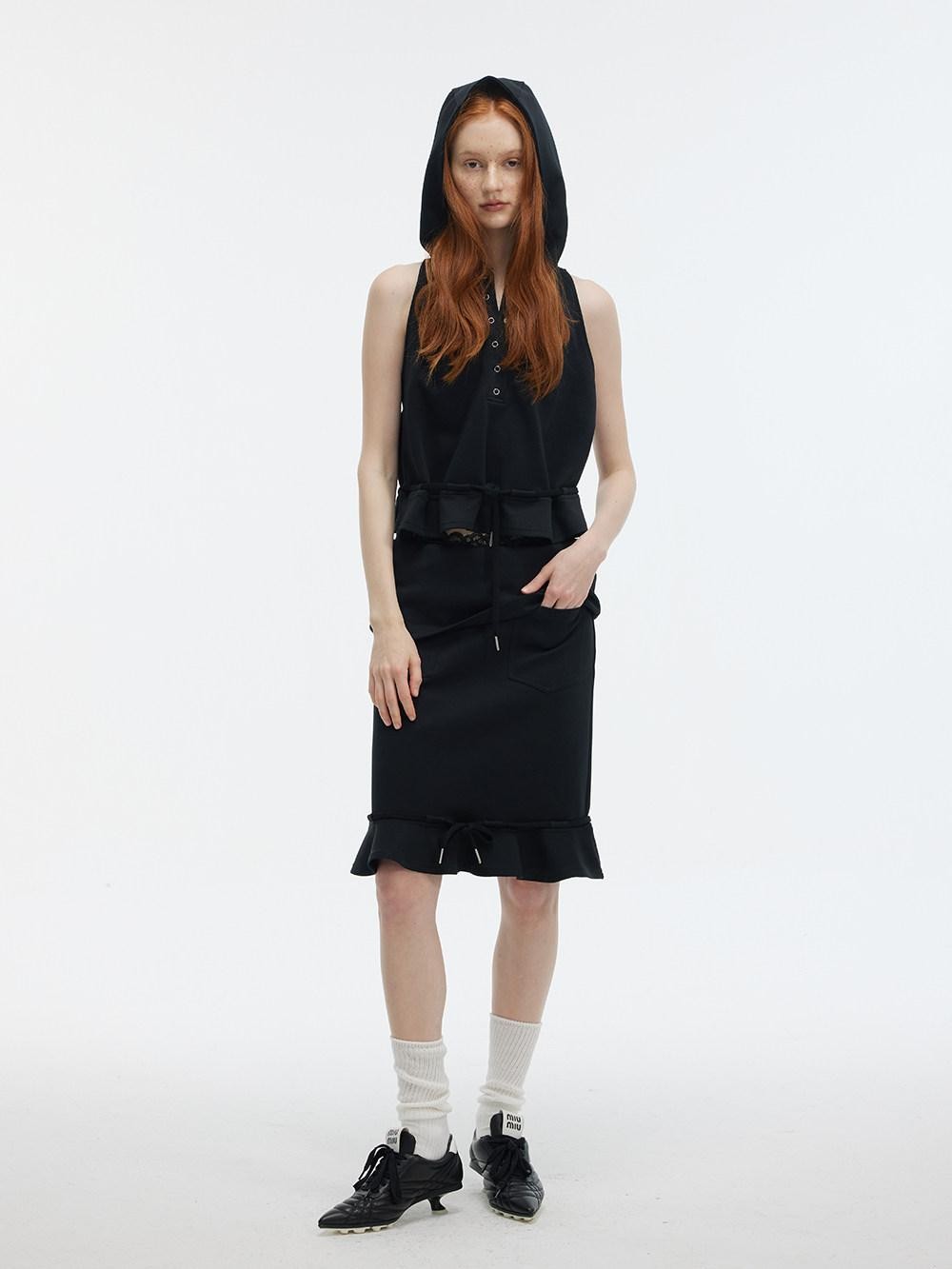 ALINNV Solid Hooded Sleeveless Loose Women&