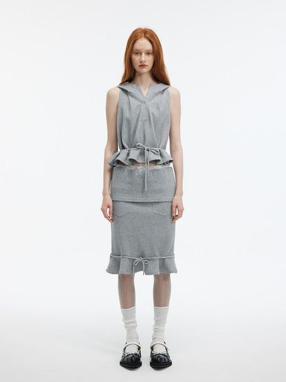 ALINNV Solid Hooded Sleeveless Loose Women&
