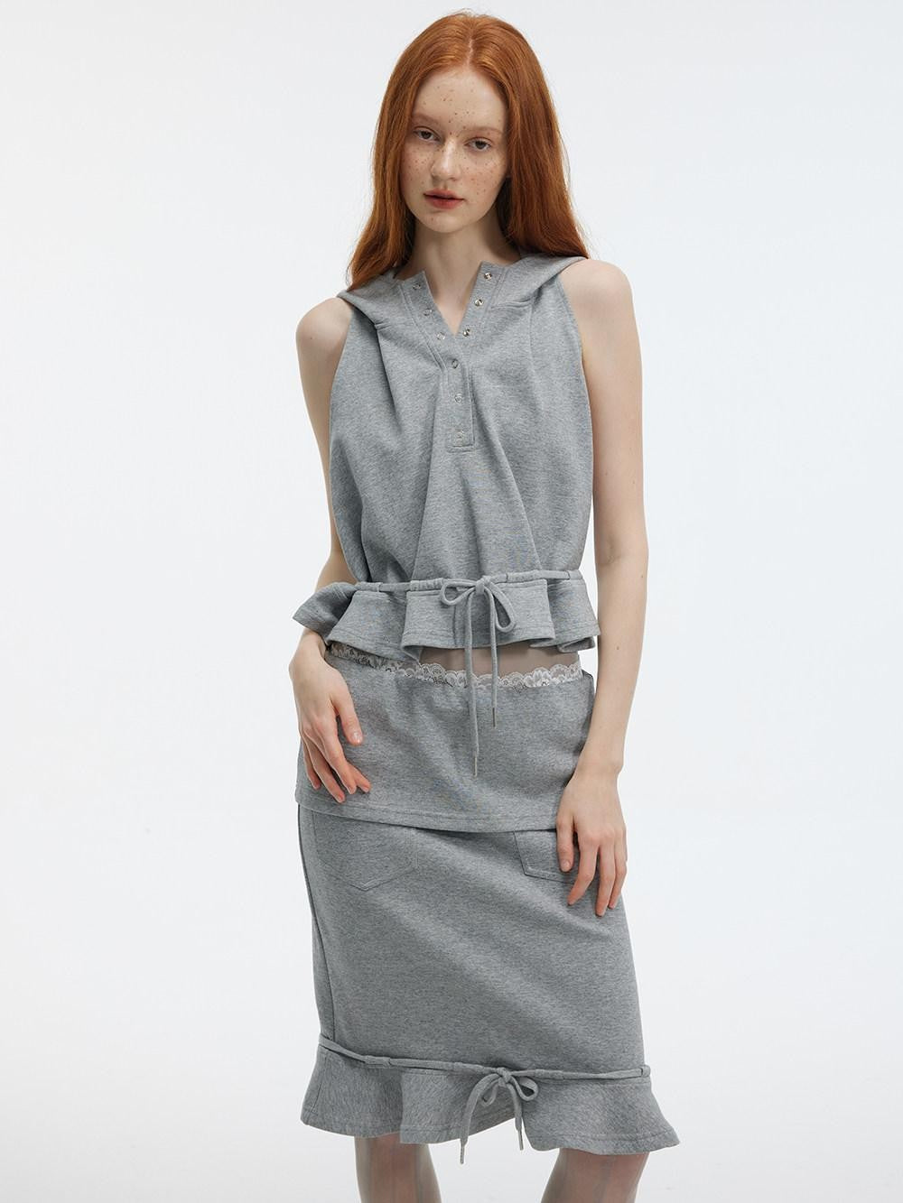ALINNV Solid Hooded Sleeveless Loose Women&