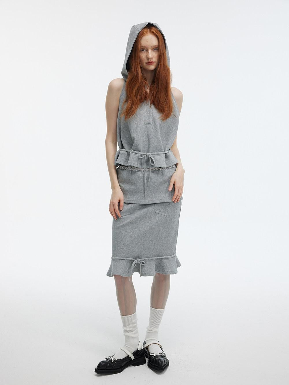 ALINNV Solid Hooded Sleeveless Loose Women&