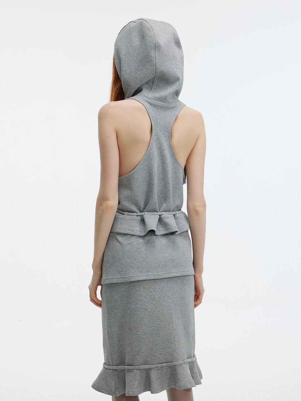 ALINNV Solid Hooded Sleeveless Loose Women&