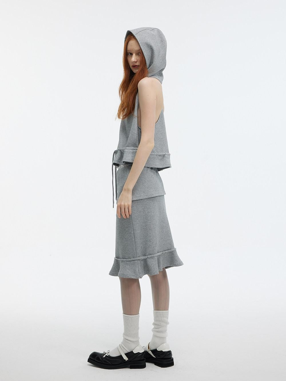 ALINNV Solid Hooded Sleeveless Loose Women&