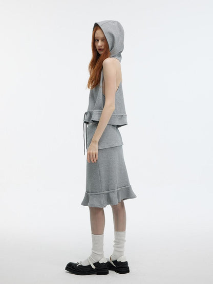 ALINNV Solid Hooded Sleeveless Loose Women&