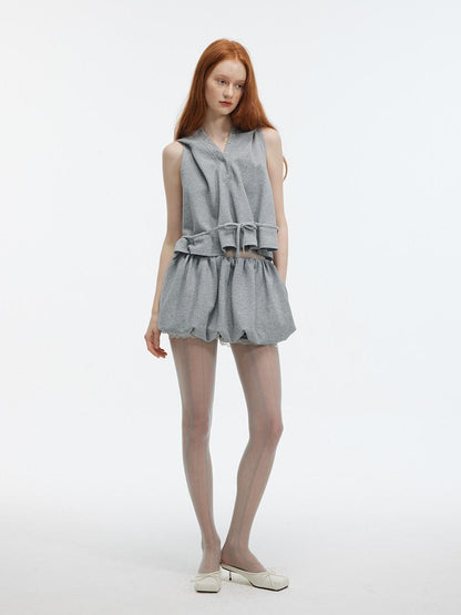 ALINNV Solid Hooded Sleeveless Loose Women&