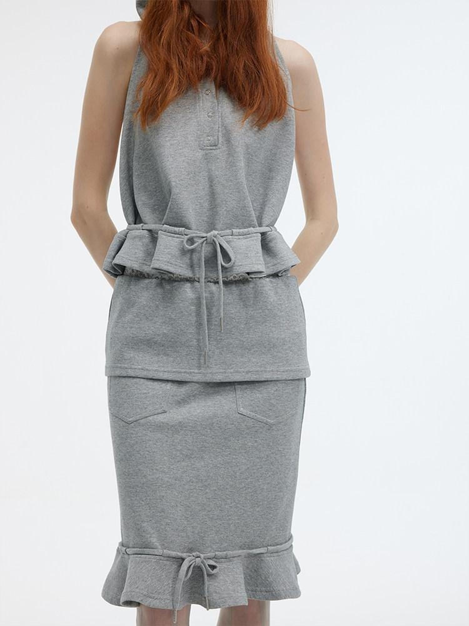 ALINNV Solid Hooded Sleeveless Loose Women&