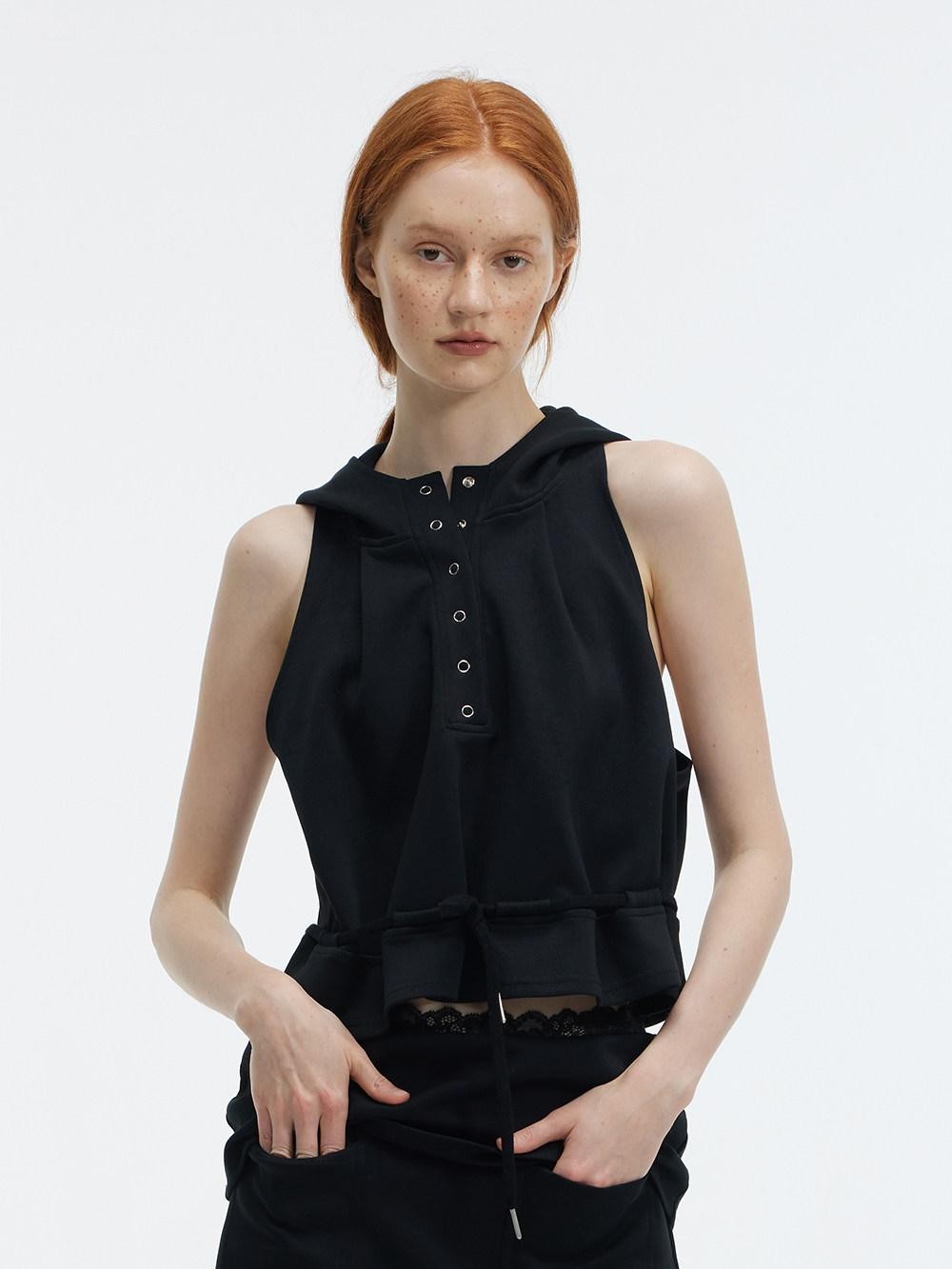 ALINNV Solid Hooded Sleeveless Loose Women&