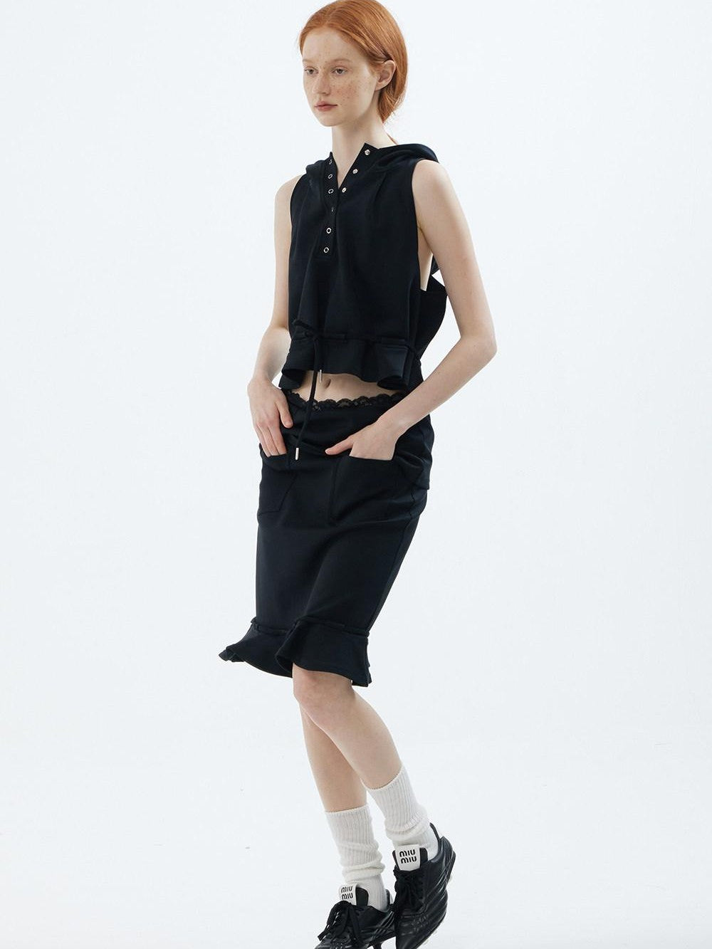 ALINNV Solid Hooded Sleeveless Loose Women&