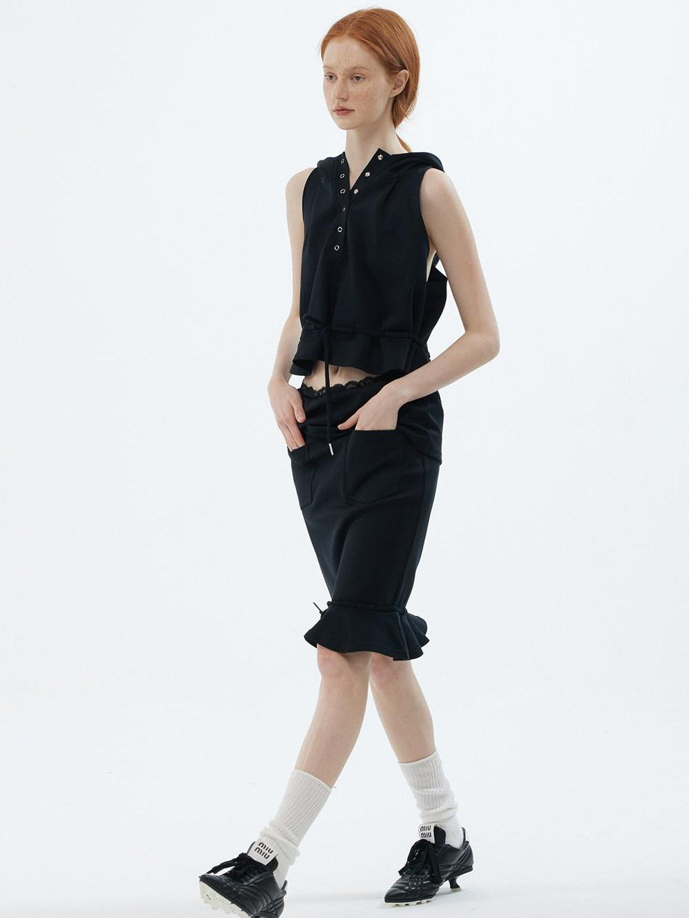 ALINNV Solid Hooded Sleeveless Loose Women&
