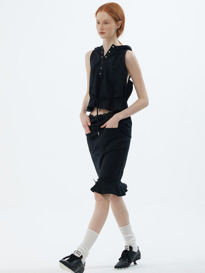 ALINNV Solid Hooded Sleeveless Loose Women&