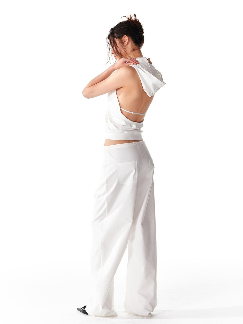 ALINNV Spliced Double Layer Open Back Slim Fit Cotton Women&