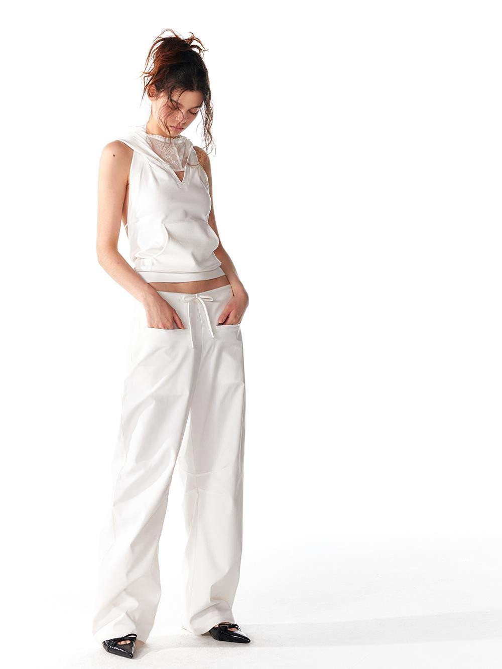 ALINNV Spliced Double Layer Open Back Slim Fit Cotton Women&