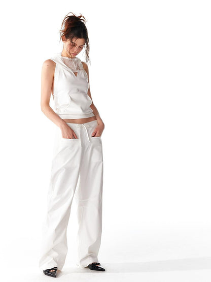 ALINNV Spliced Double Layer Open Back Slim Fit Cotton Women&