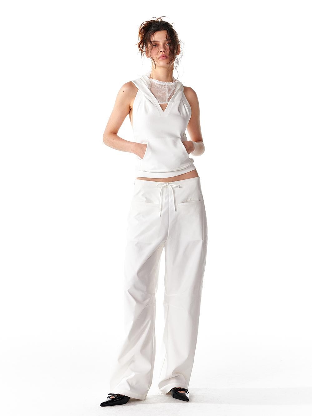 ALINNV Spliced Double Layer Open Back Slim Fit Cotton Women&