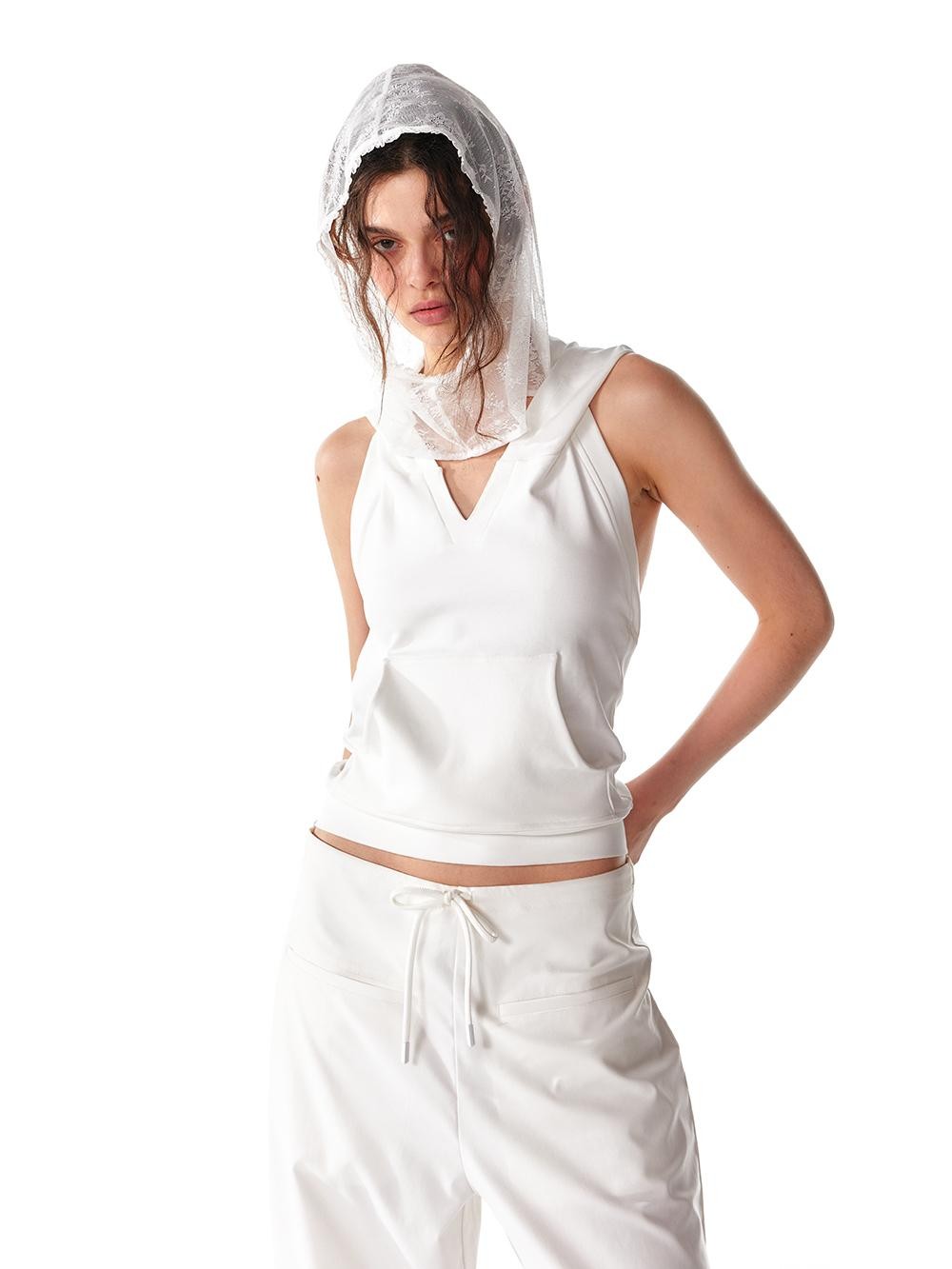 ALINNV Spliced Double Layer Open Back Slim Fit Cotton Women&