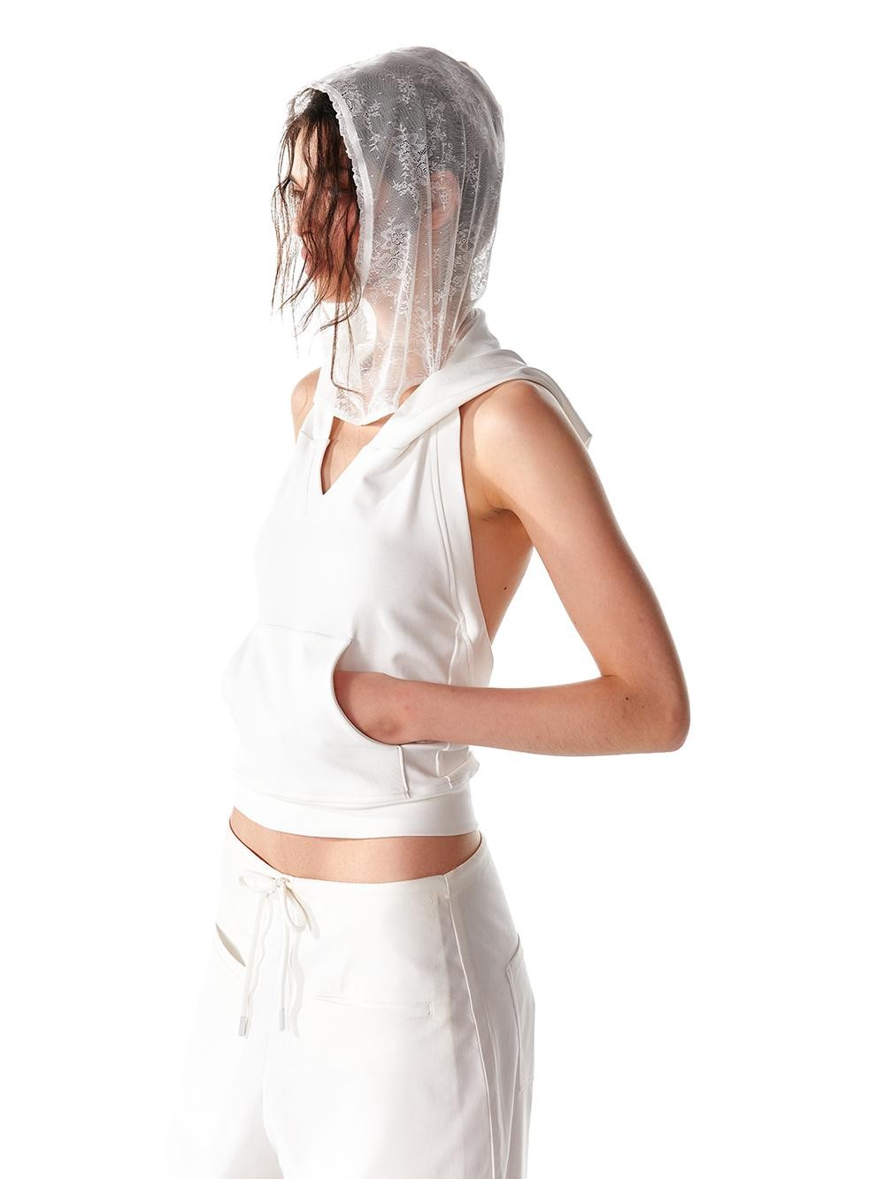 ALINNV Spliced Double Layer Open Back Slim Fit Cotton Women&