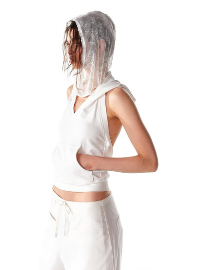 ALINNV Spliced Double Layer Open Back Slim Fit Cotton Women&