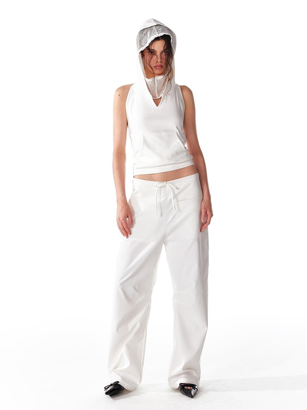 ALINNV Spliced Double Layer Open Back Slim Fit Cotton Women&
