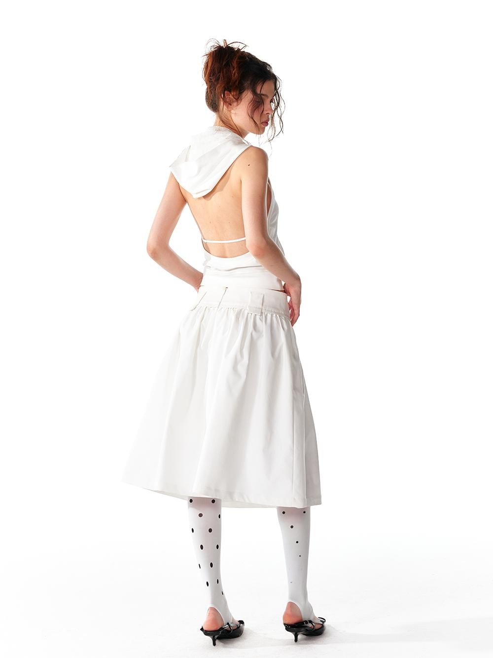 ALINNV Spliced Double Layer Open Back Slim Fit Cotton Women&