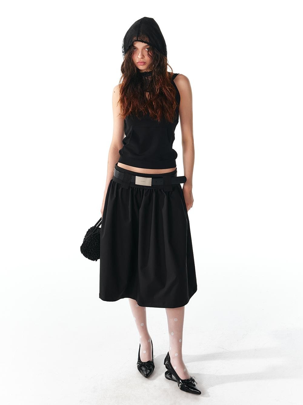 ALINNV Spliced Double Layer Open Back Slim Fit Cotton Women&