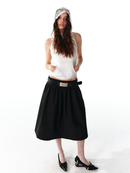 ALINNV Spliced Double Layer Open Back Slim Fit Cotton Women&