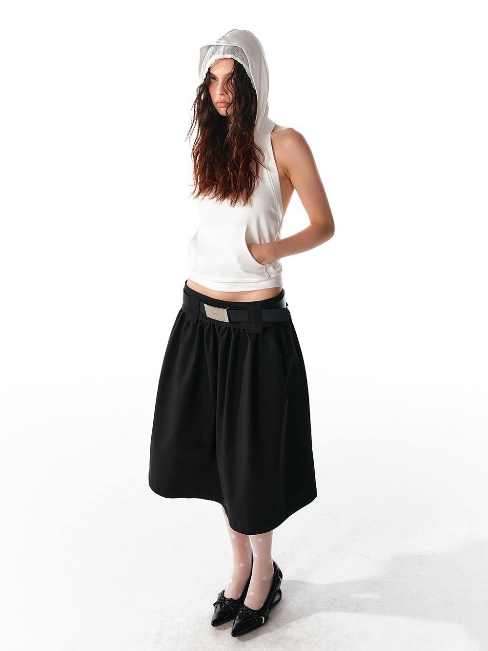 ALINNV Spliced Double Layer Open Back Slim Fit Cotton Women&