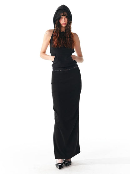 ALINNV Spliced Double Layer Open Back Slim Fit Cotton Women&