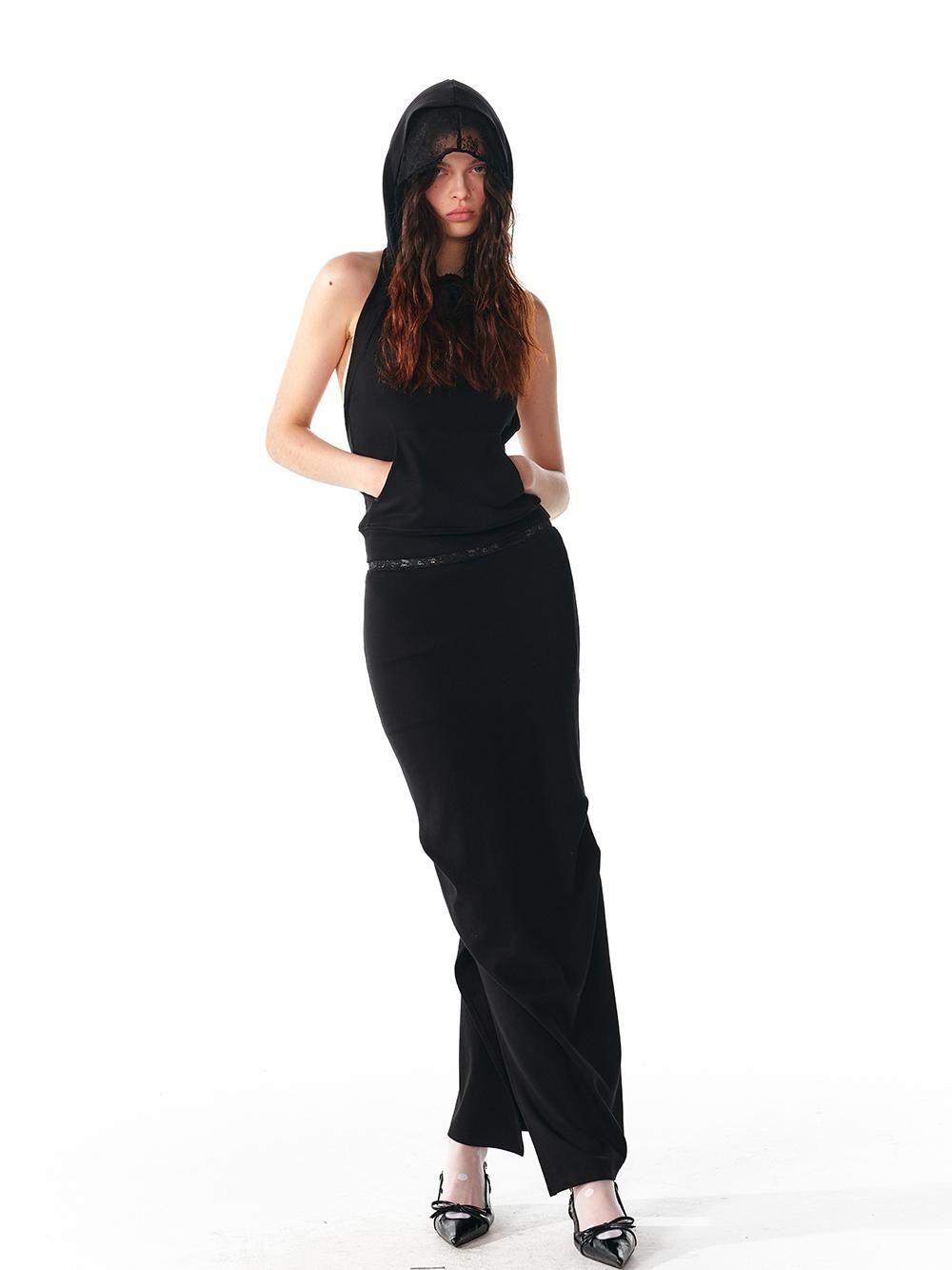 ALINNV Spliced Double Layer Open Back Slim Fit Cotton Women&