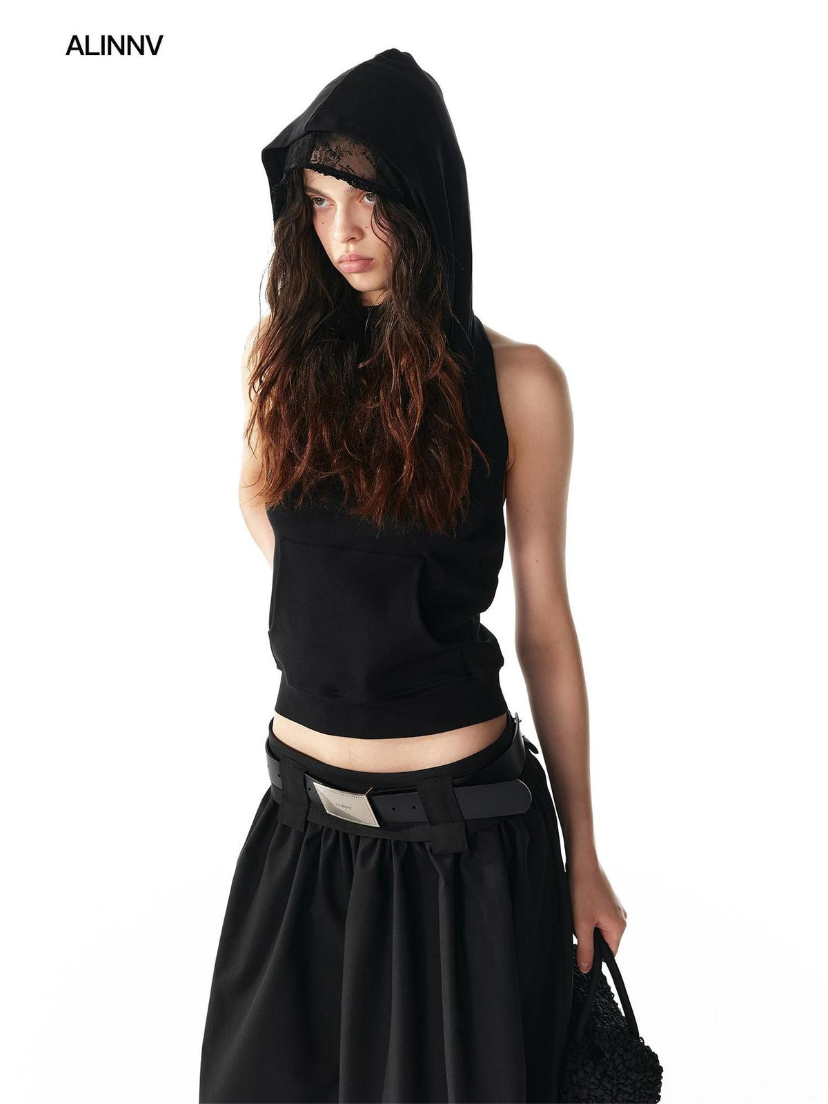 ALINNV Spliced Double Layer Open Back Slim Fit Cotton Women&