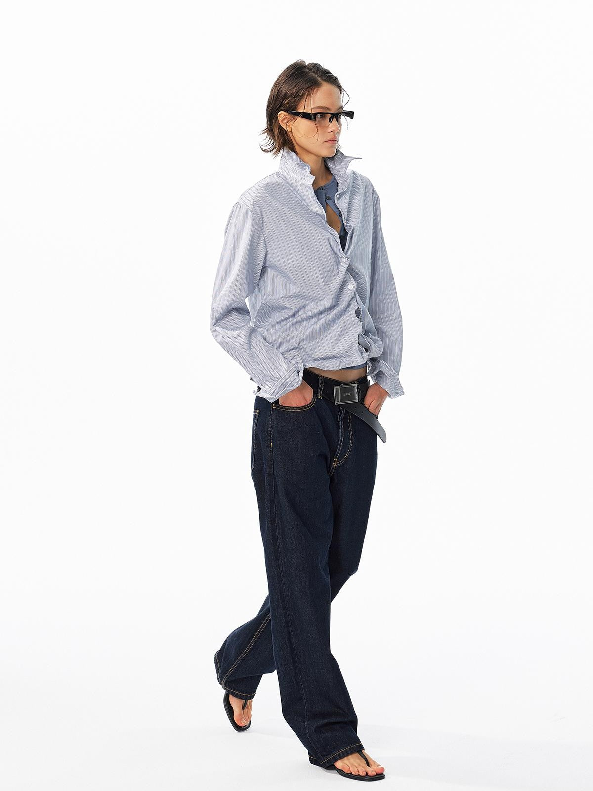 ALINNV Striped Button Up Long Sleeve Women&
