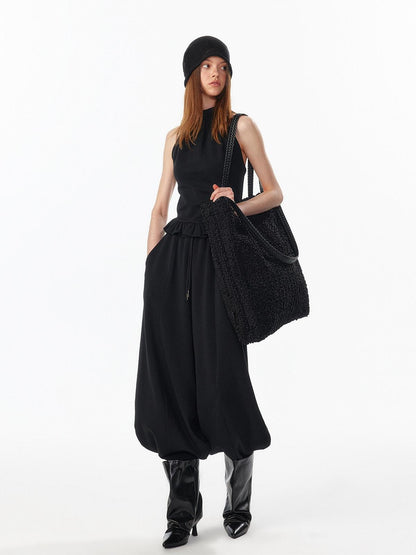 ALINNV Striped Ruffle Hem Backless Waist Women&