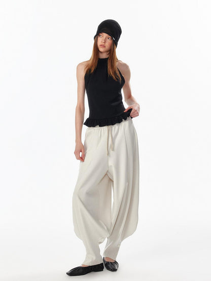 ALINNV Striped Ruffle Hem Backless Waist Women&