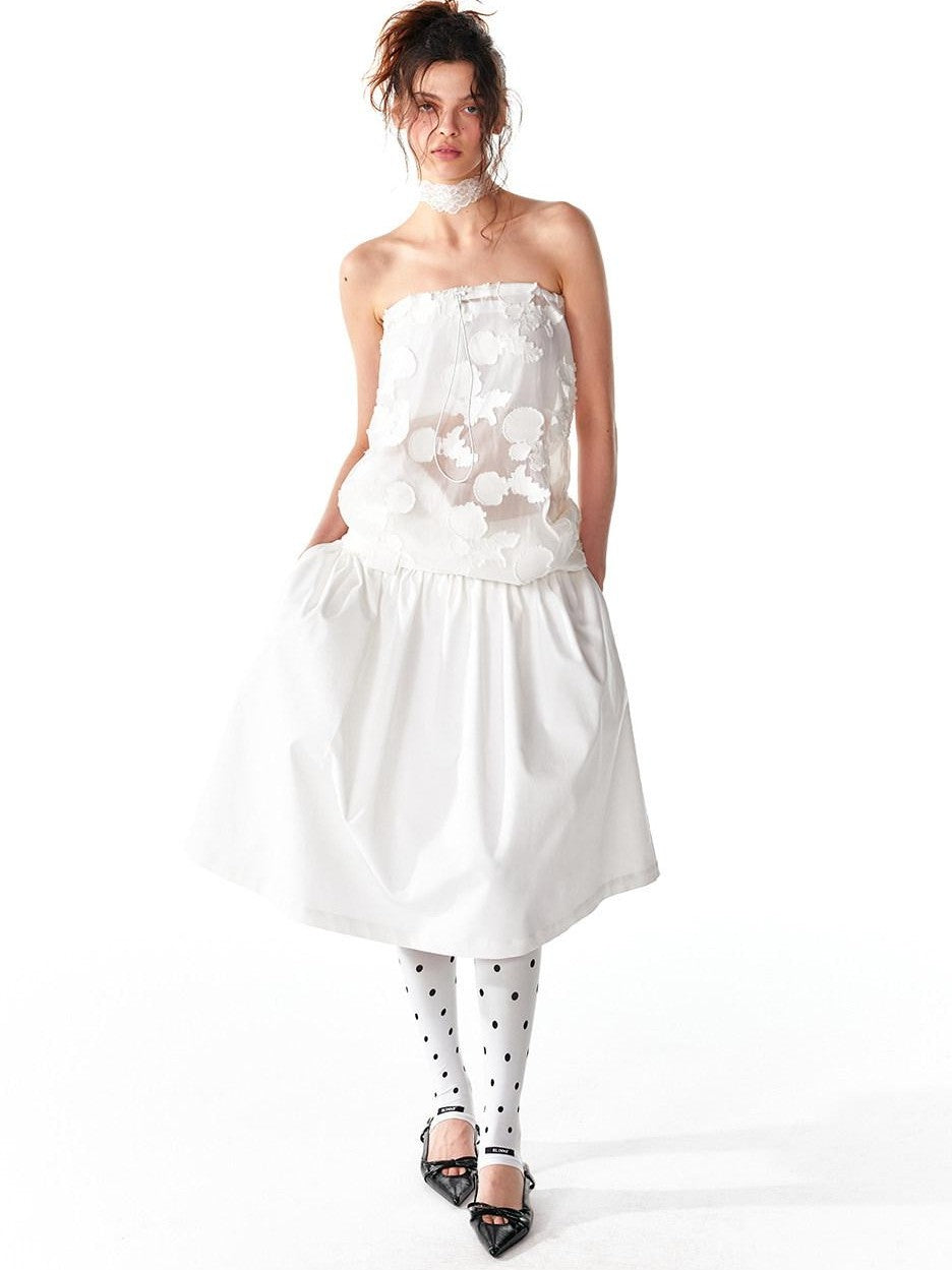ALINNV Structured A Line Low Rise Loose Puffy Solid Color Women&