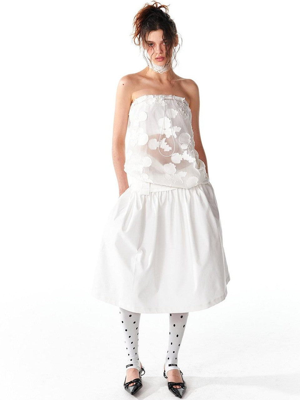 ALINNV Structured A Line Low Rise Loose Puffy Solid Color Women&