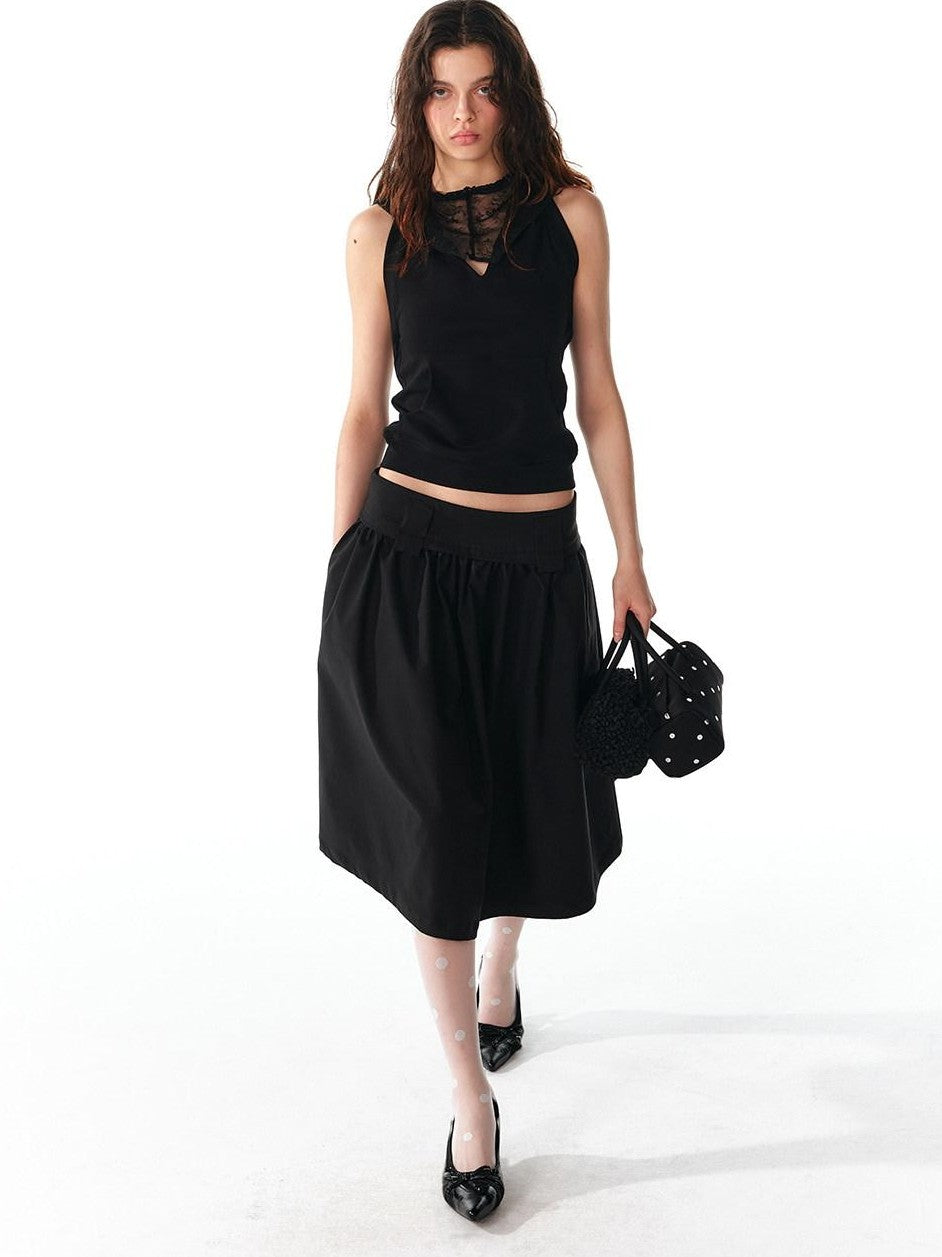 ALINNV Structured A Line Low Rise Loose Puffy Solid Color Women&