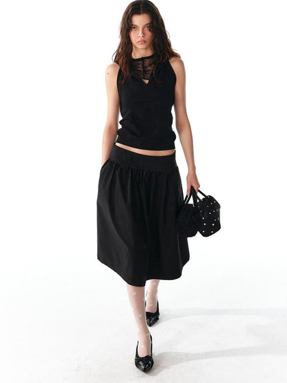 ALINNV Structured A Line Low Rise Loose Puffy Solid Color Women&