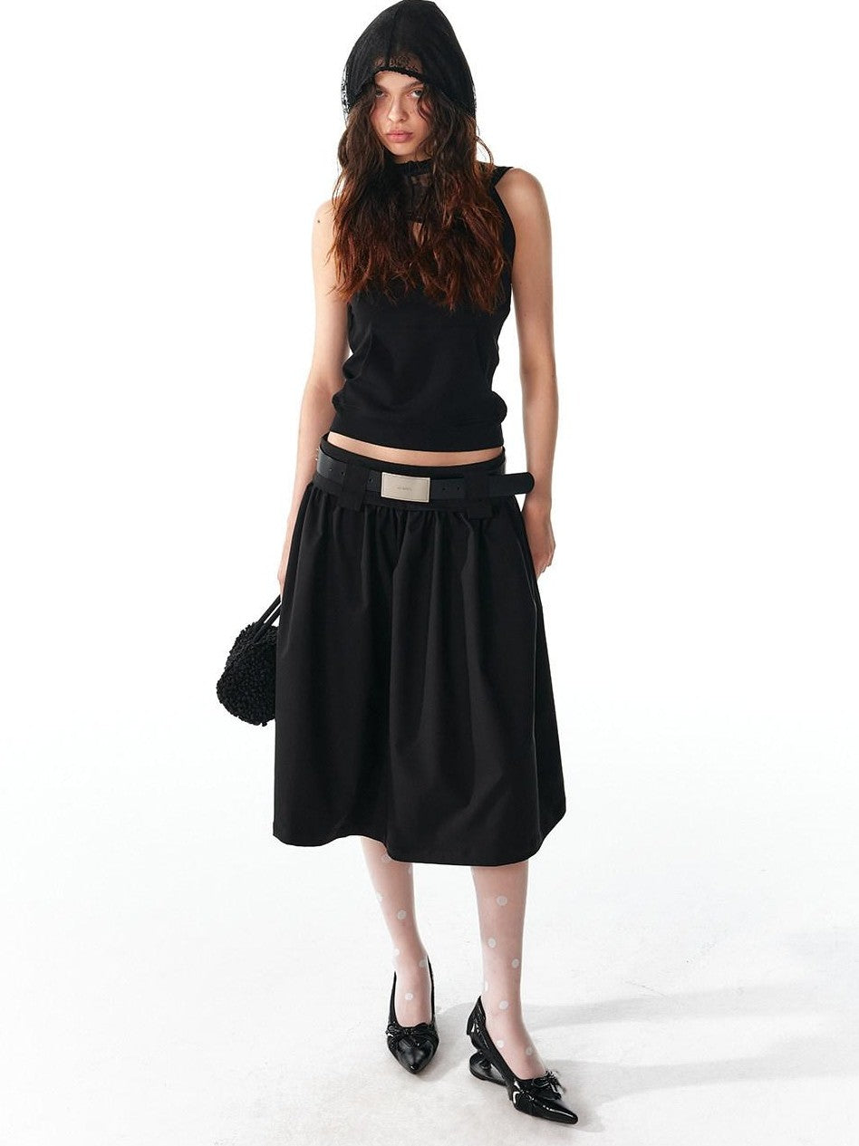 ALINNV Structured A Line Low Rise Loose Puffy Solid Color Women&