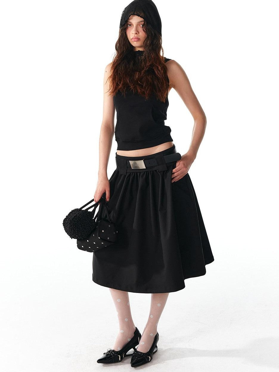 ALINNV Structured A Line Low Rise Loose Puffy Solid Color Women&
