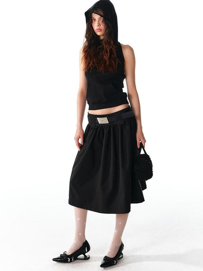 ALINNV Structured A Line Low Rise Loose Puffy Solid Color Women&