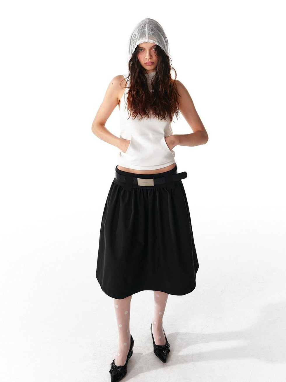 ALINNV Structured A Line Low Rise Loose Puffy Solid Color Women&