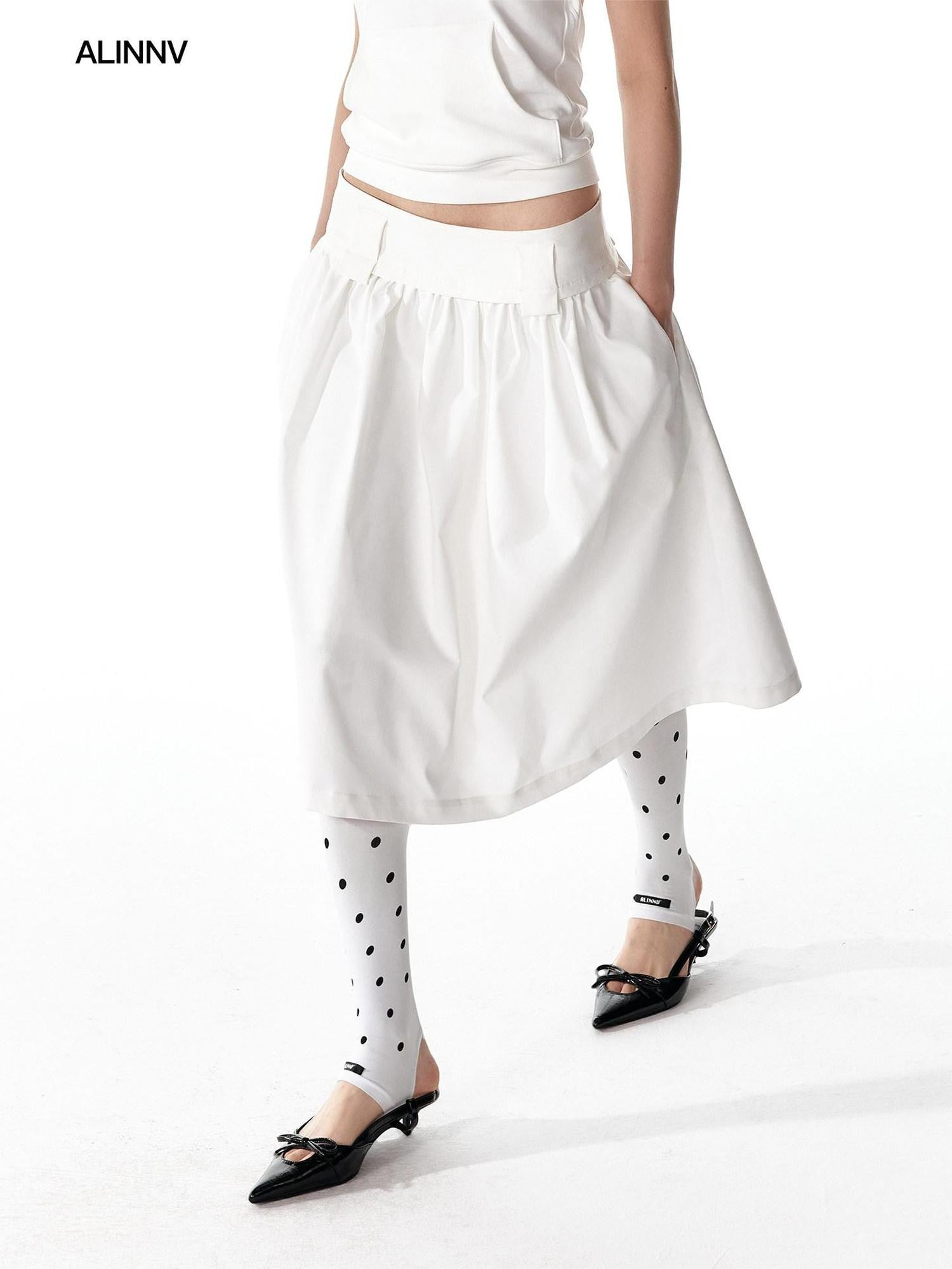 ALINNV Structured A Line Low Rise Loose Puffy Solid Color Women&