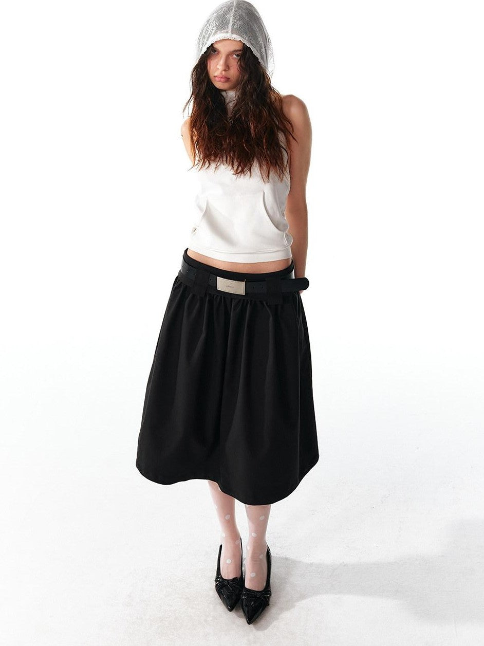 ALINNV Structured A Line Low Rise Loose Puffy Solid Color Women&