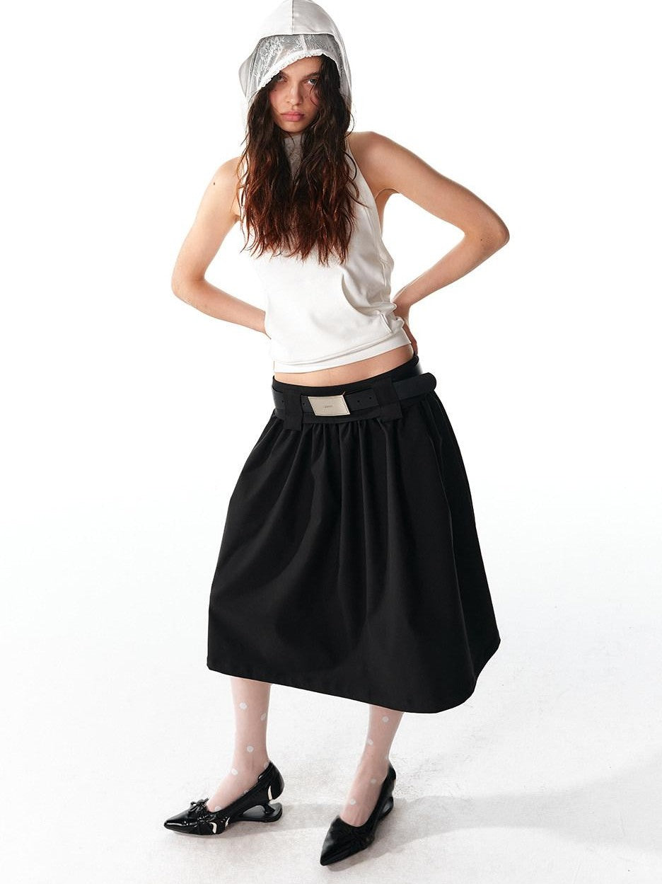 ALINNV Structured A Line Low Rise Loose Puffy Solid Color Women&