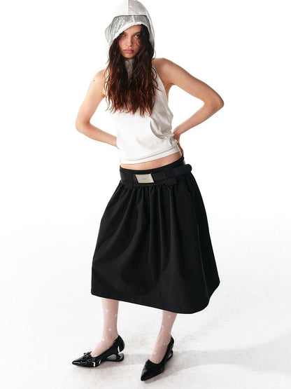 ALINNV Structured A Line Low Rise Loose Puffy Solid Color Women&