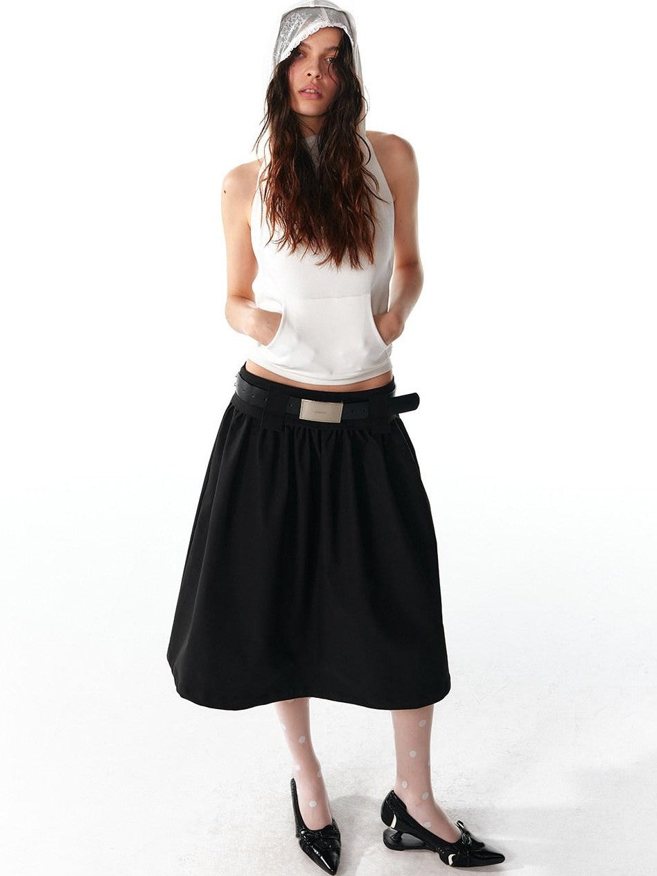 ALINNV Structured A Line Low Rise Loose Puffy Solid Color Women&