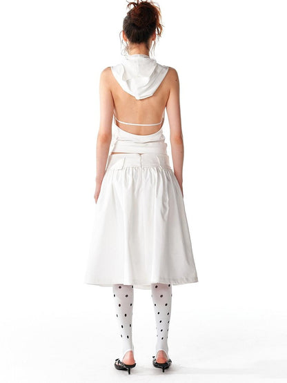 ALINNV Structured A Line Low Rise Loose Puffy Solid Color Women&